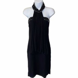 Elsi Embellished Strapless Choker Cocktail Dress Size Medium Black